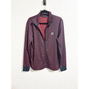 Scotch & Soda‎ SC Logo Track Jacket Geometric Print Zip Up Burgundy Purple Large